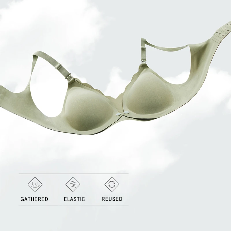 Wholesale M L XL XXL Comfort Seamless Jelly Glued Double Front Open Pregnancy Maternity Nursing Bra for Woman