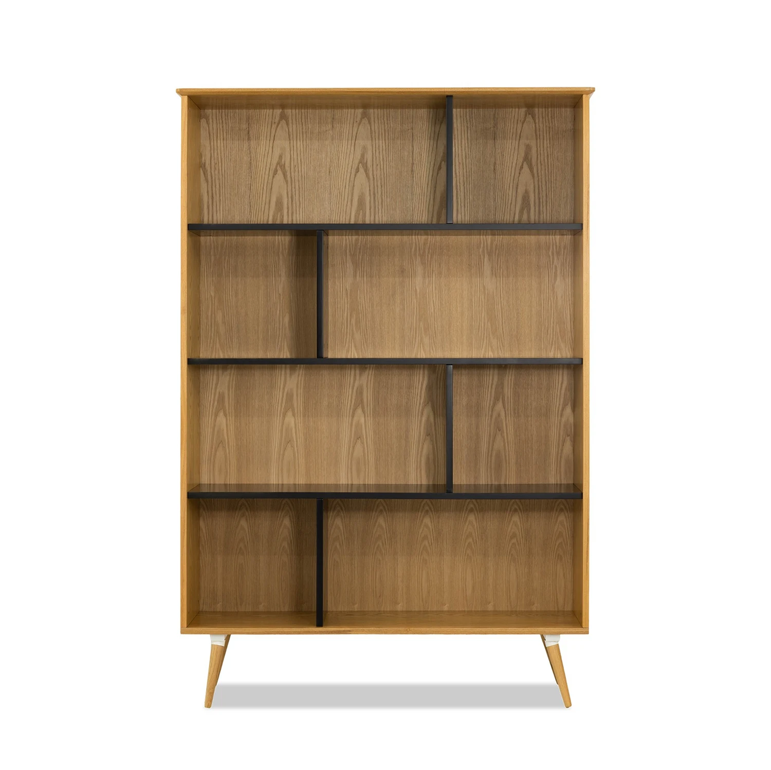 Factory Price Home Office bookcase bookshelf Vertical book shelf with Solid Wood Leg for living room