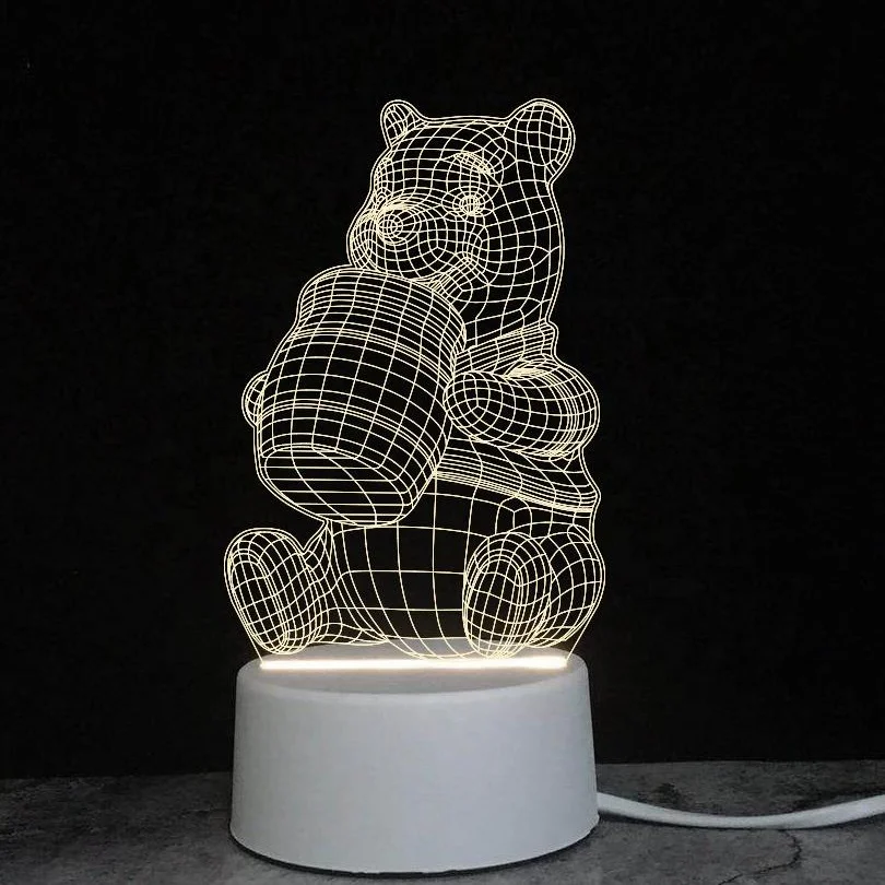 Home Decor Wholesale Custom Acrylic Team Logo Base USB Touch + Remote LED Night Light 3D Illusion Table Lamp Gift lights