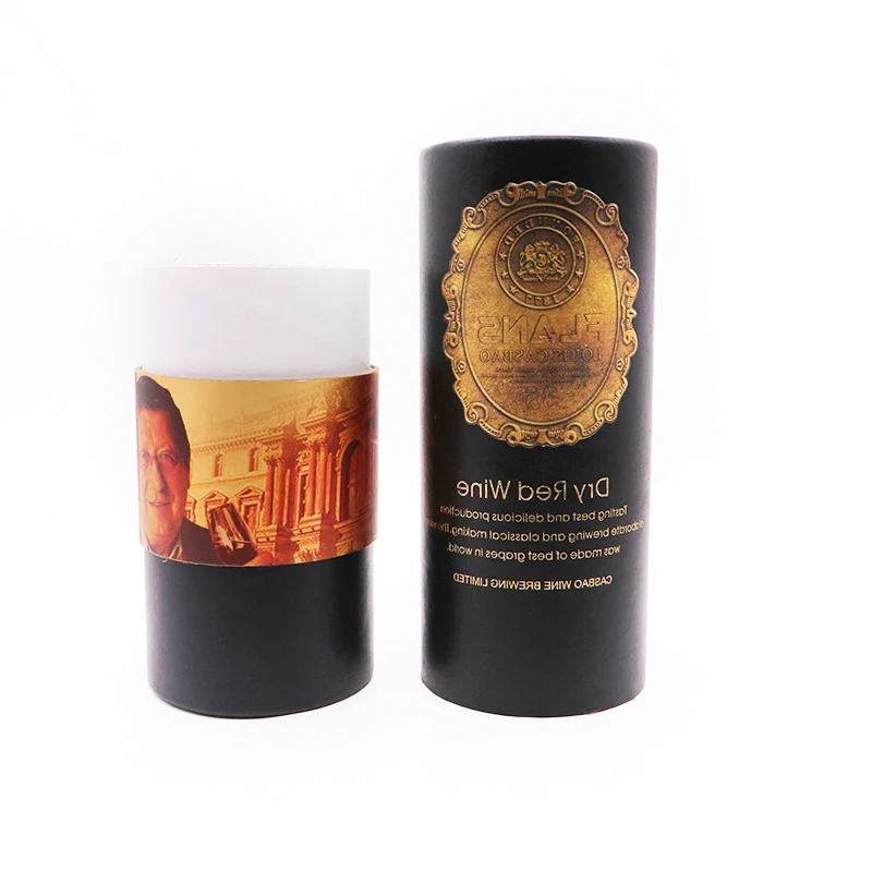Factory design production empty kraft cylindrical packaging paper red wine cosmetics tube package box