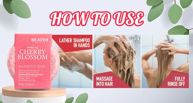 Beaver Wholesale Cleansing Nourishing Moisturizing  Refreshing Natural Cherry Blossom Shampoo and Conditioner Bar Soap