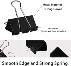 Custom All Sorts Of Color Office Stationery Bulldog Clips 0.75 inch Fold Back Clip Metal Paper binder clips for office