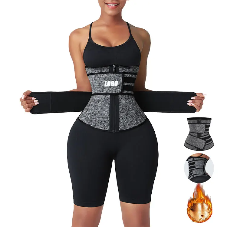 wholesale fat burning double belt slimming belt waist cinchers latex waist trainer