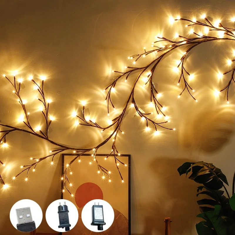 Kanlong DIY flexible 72 144 LED usb led cane tree lights cane decorative light up branch hanging wreath Christmas lights
