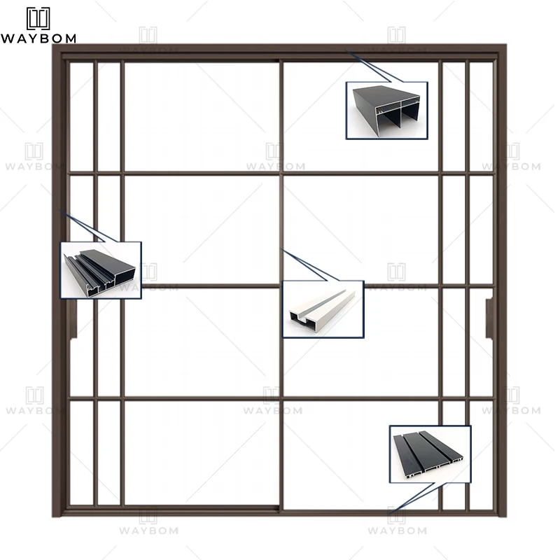 2023 Latest Design Villa House Aluminum 4Panel Sliding Door Interior Office Glass Bifolding Doors With Grills From China