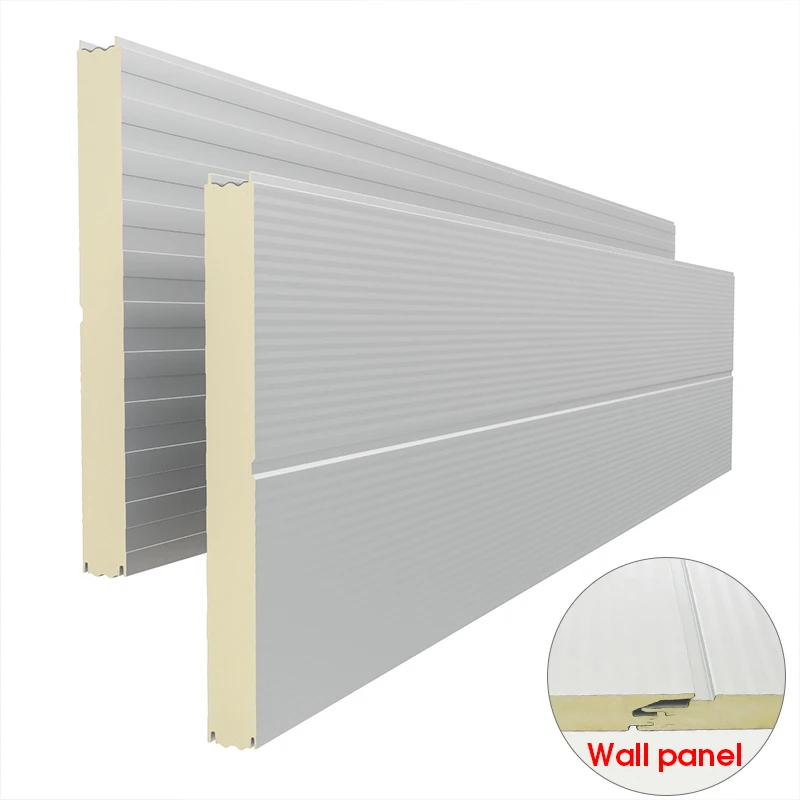 Heat preservation sound insulation 100mm 160 mm 300mm  prefabricated warehouse building wall cladding pu sandwich panel
