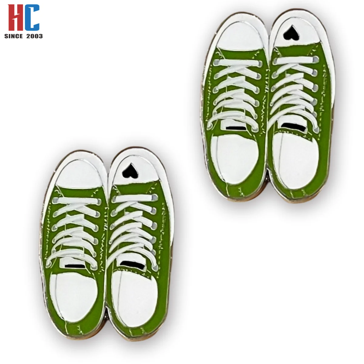 20 Years Factory Custom Green Converse Shoe Enamel Pin hard enamel Lapel Pin