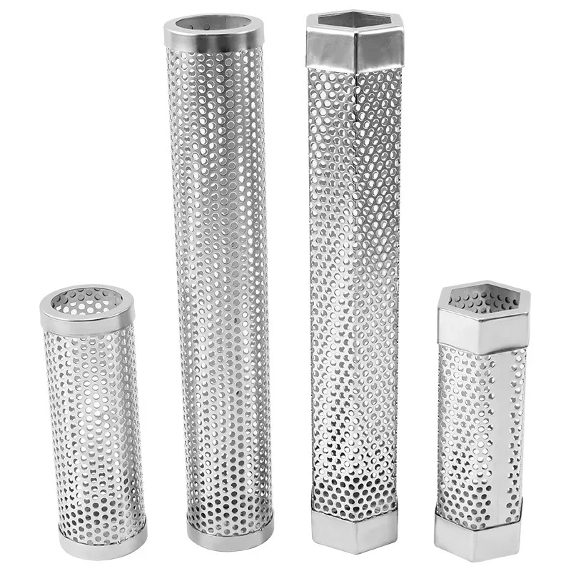 Stainless Steel 304 Hexagon Grill Smoker Box BBQ Smoking Tube for Outdoor Picnic Camping Metal Pellet Grill Tool
