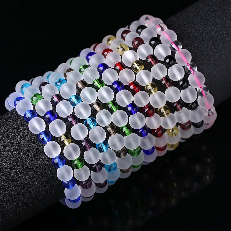 8 мм переработанные пластиковые прозрачные стеклянные бусины браслет регулируемые бусины браслет для женщин Океанский браслет BHBP074