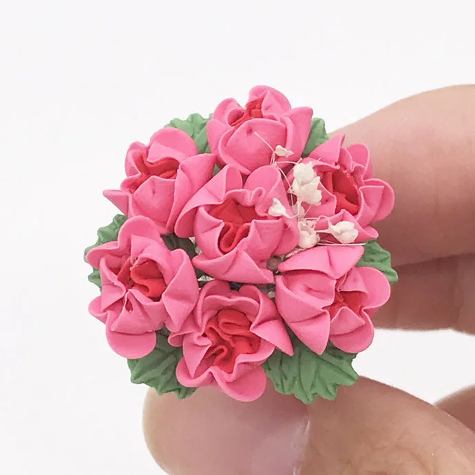 Dollhouse Miniature Flowers 1:12 Scale Mini Vase with Flower Doll House Accessories Tiny House Decorations M3797