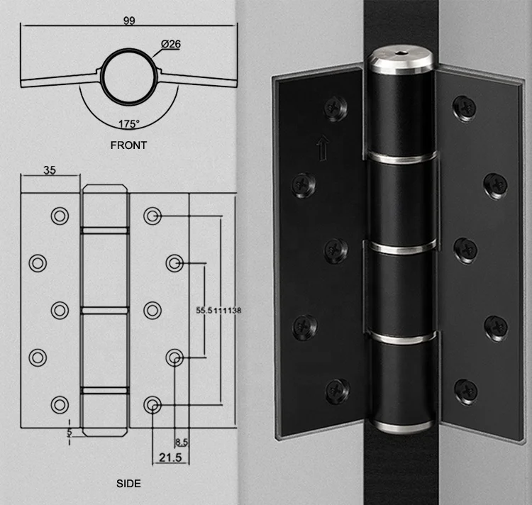 Hydraulic Automatic Soft Closing E-type Stainless Steel Door Hinges with Damping Buffer Function