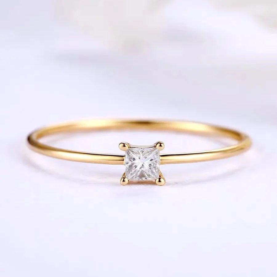 18k Solid Gold Natural Diamond Real Classic Fine Custom Round Trendy Wedding Engagement Dainty Dainty Ring Popular lady