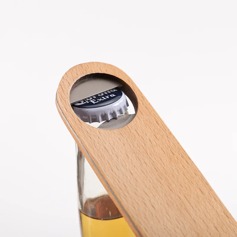Wholesale custom logo blank wood handle wooden beer bottle opener openers