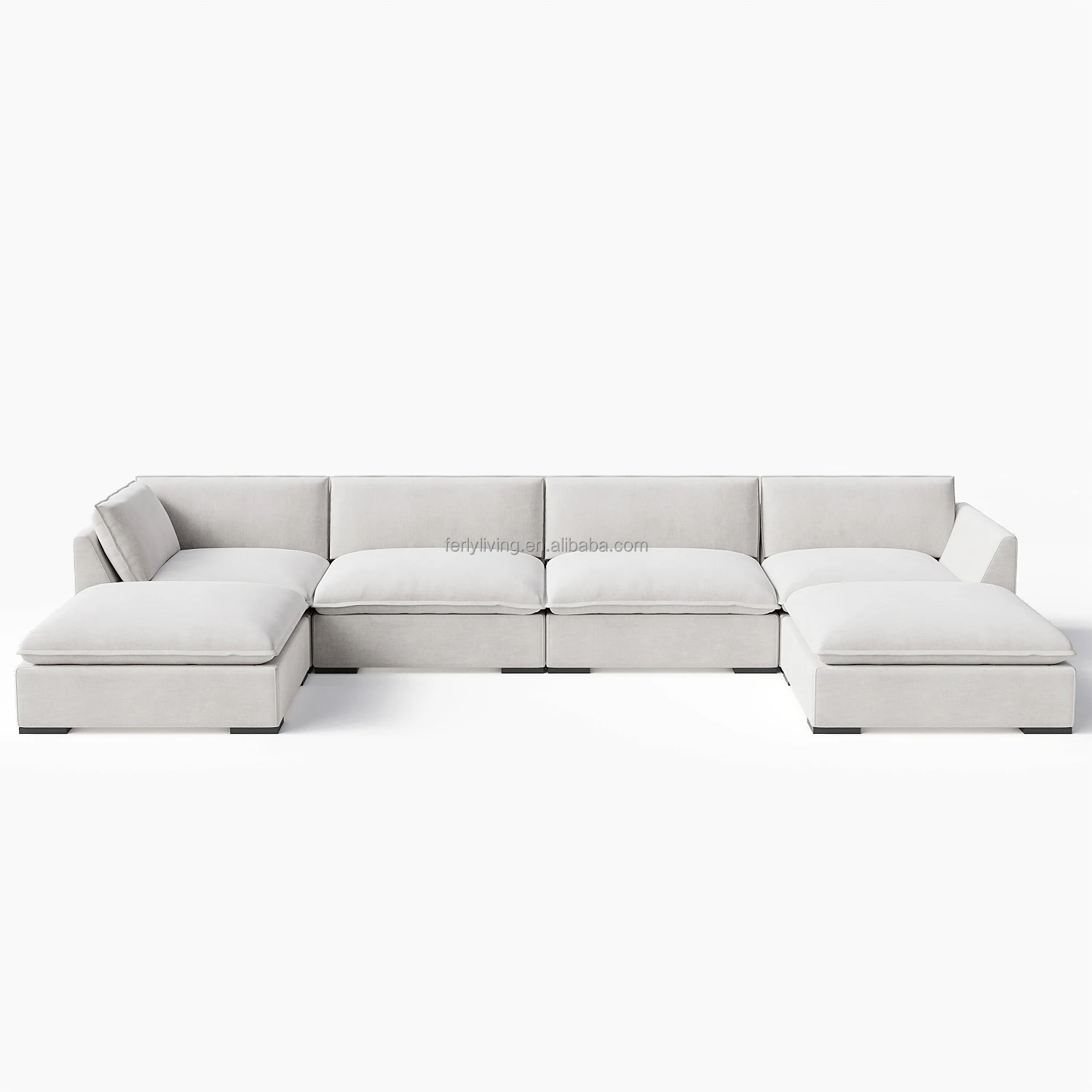 FERLY Comfortable Contemporary Nordic Style Furniture Living Room Sofa MultiSeating U-sectional Sofa With Ottoman