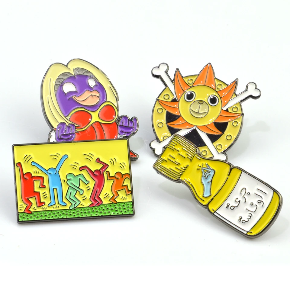 Supplier Wholesale popular anime cartoon lapel hat pin custom hard soft enamel metal pins
