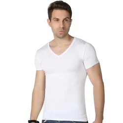 Wholesales High Quality Bamboo Fiber T-shirt Men Large Size T-shirt O neck V neck Short Sleeve