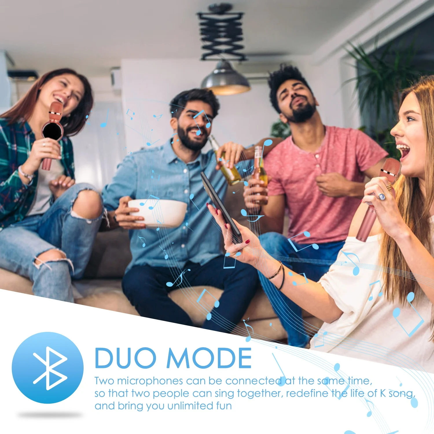 
Premium Wireless Microphone Hifi Surround Sound Quality Twice At One Go Strong Bass Vocal 