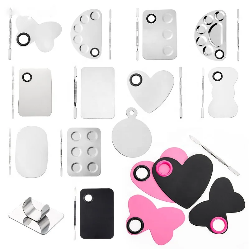 Acrylic Makeup Color Mixing Palette With Spatula Mixing Foundation Lip colors Eye Shadow Colors Stick Tools Nail Polish Palette