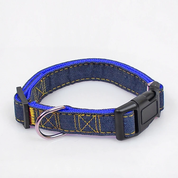 Wholesale Adjustable Strong Durable Nylon Cat Collars Pet Dog Denim Collar