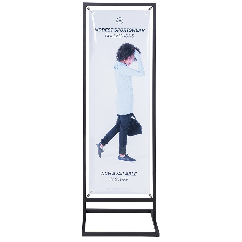 Best sale JC display double side iron poster stand advertising 48*143cm steel banner with hook