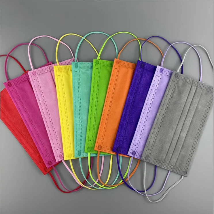 Best Selling Pure color 3ply Non-woven Protective Cosplay Party Multi-color Adult China earloop dust-proof Face Maskss