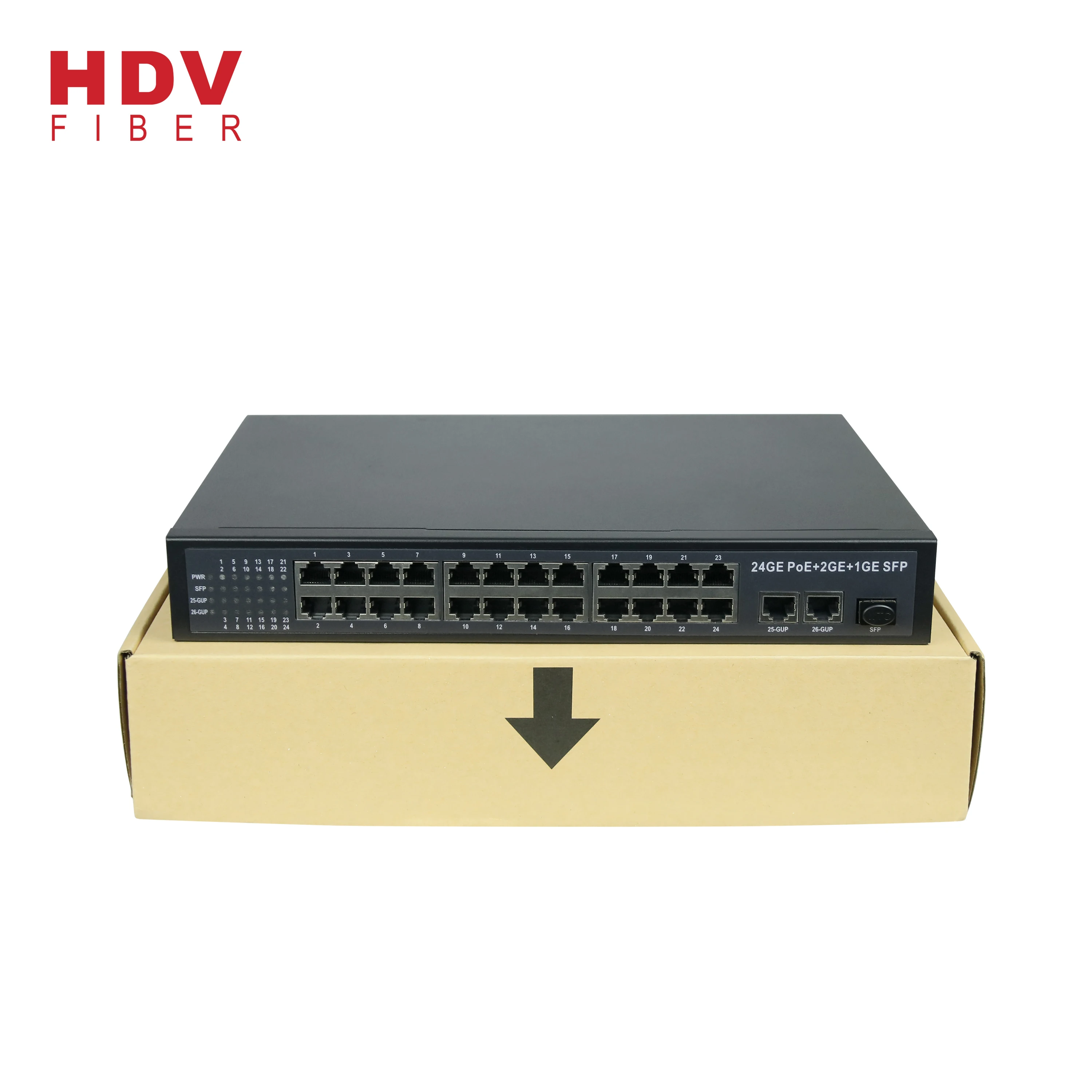 Full Gigabit 24GE POE+2GE UP Link+1G SFP Ethernet OEM POE Switch