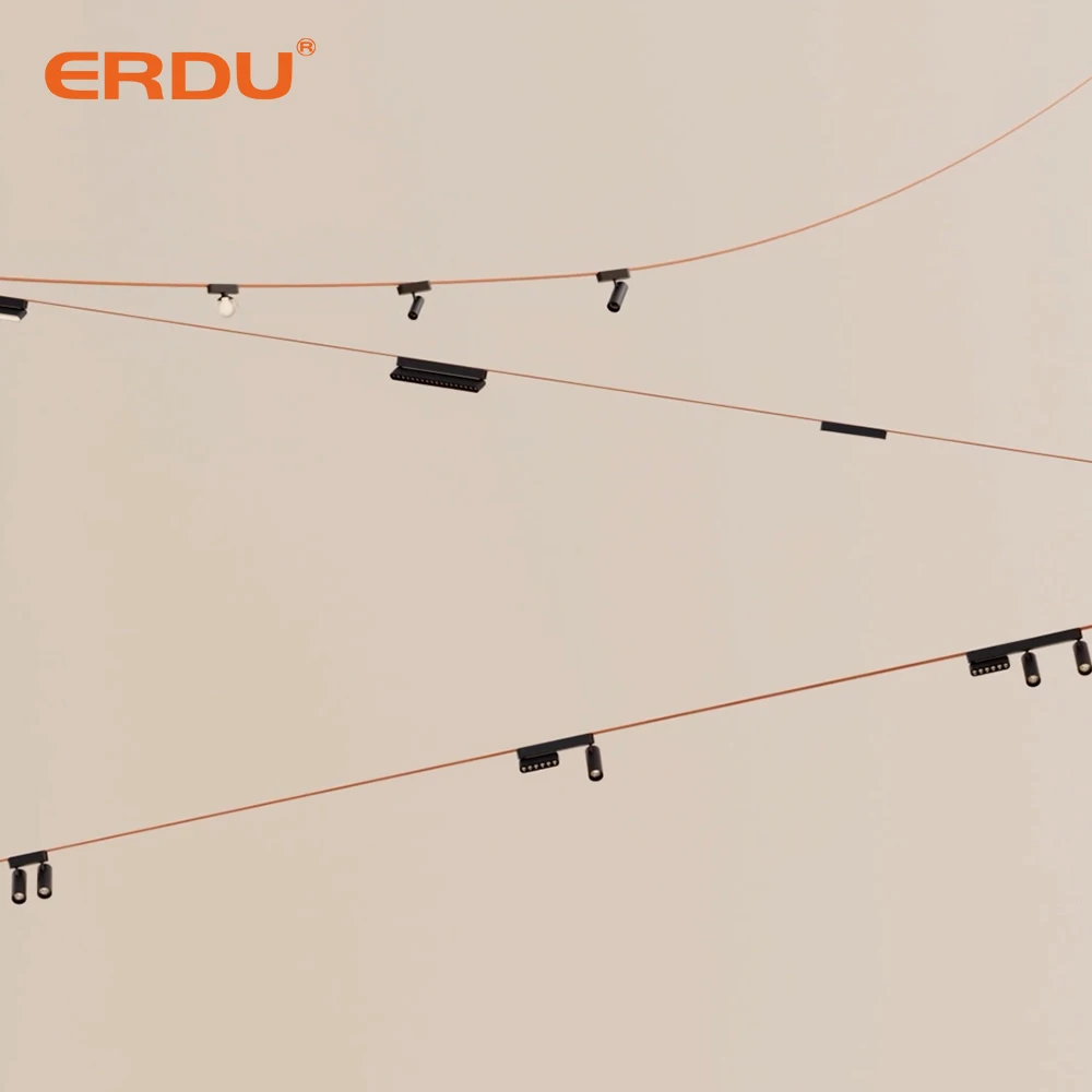 ERDU 24v Led Fabric Track Belt Lighting Adjustable Pendant Light Woven Track Light
