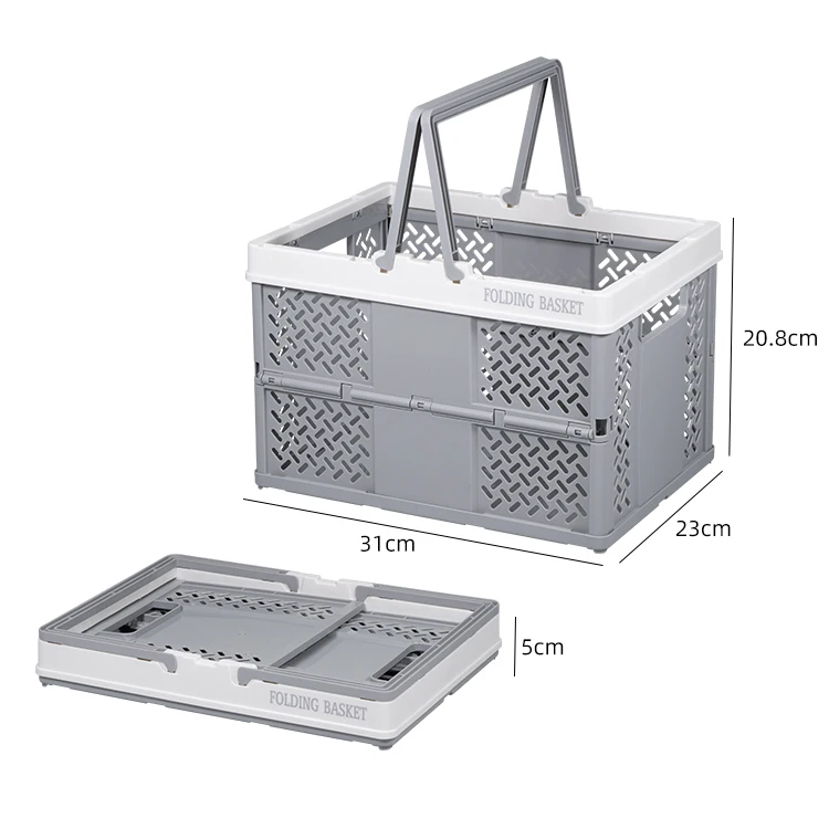 Wholesale New Outdoor Picnic Collapsible Storage Crates With Handle Sundries Basket Container Folding Plastic Storage Basket