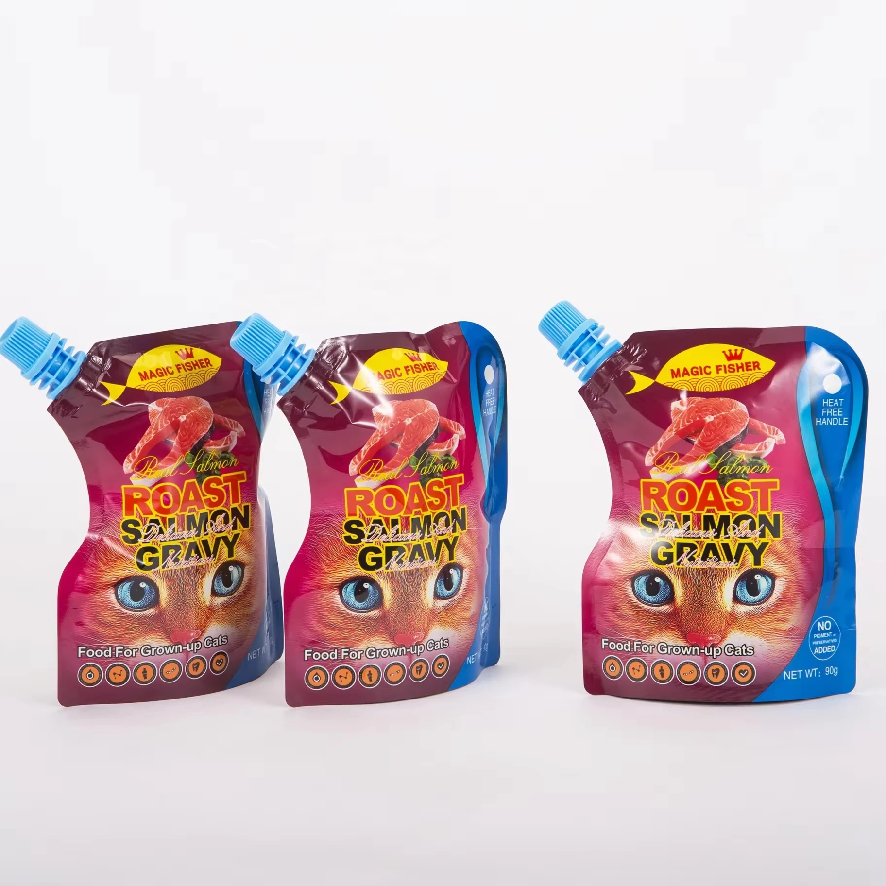 Pet food packaging sachet, custom-shaped aluminum foil barrier doypack high retort stand up spout pouch bag