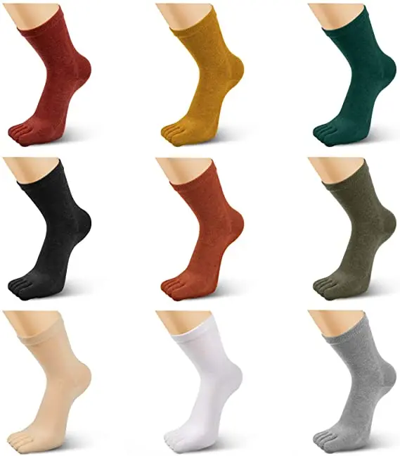 Носки женские мягкие удобные до щиколотки, разные повседневные, с пятью пальцами, с цветным носком, высококлассные, 9 пар в упаковке