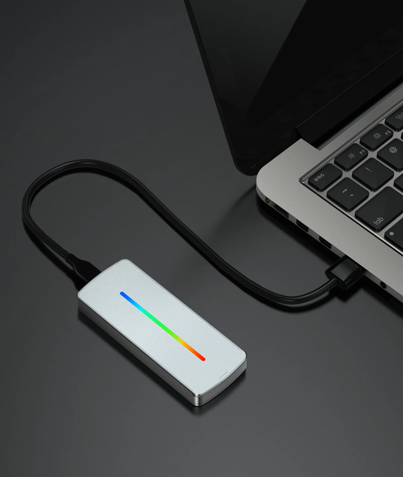 Корпус NVME SDD с сильной вентиляторной панелью и RGB-панелью USB3.1 до