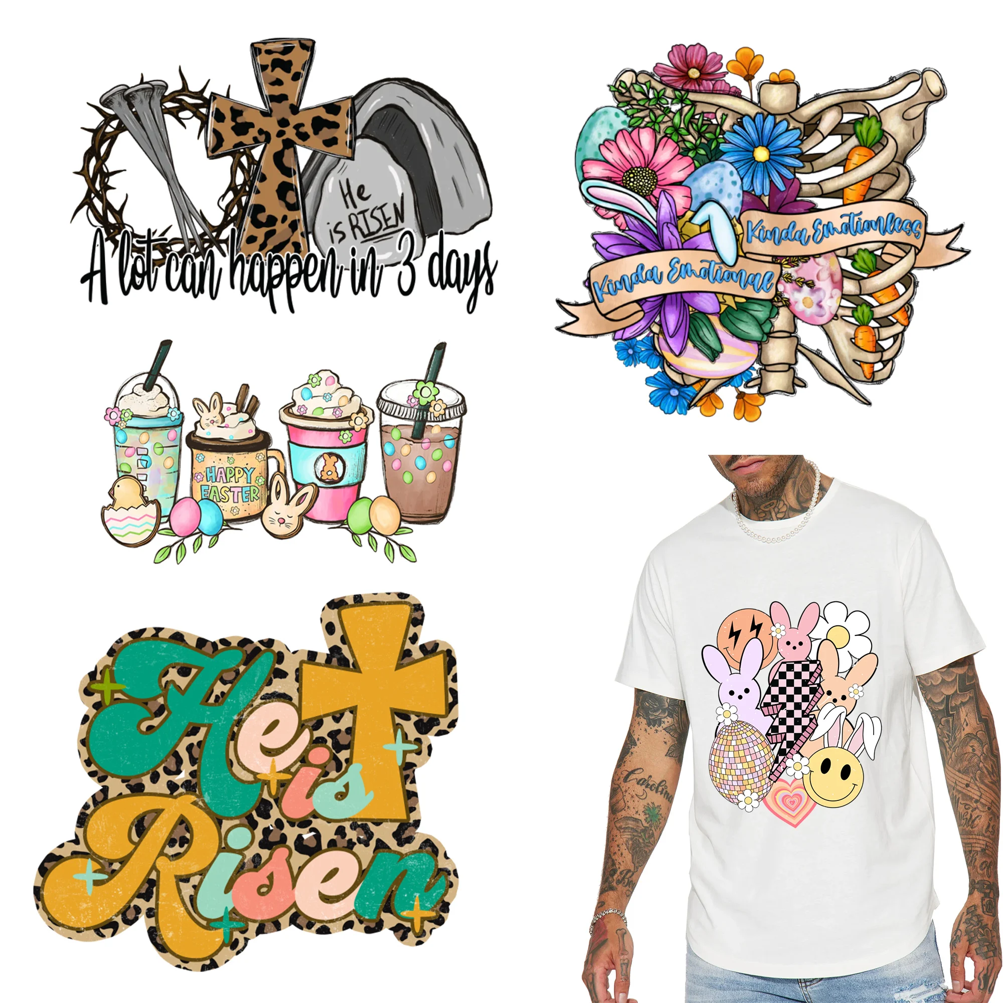 NO MOQ Easter Rabbit Bunny Designs clear film plastisol screen print Heat transfers Custom DTF Print Transfers For T-shirts