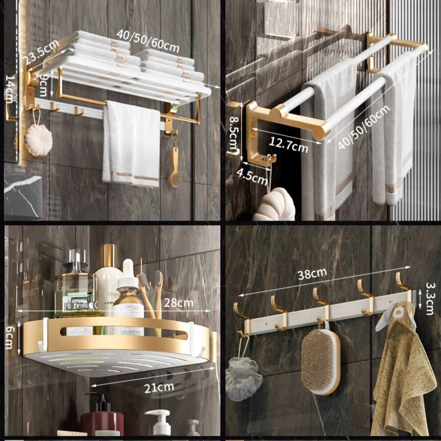 luxury bath hardware sets China Supplier aluminium Hotel white golden bathroom accessories set bathroom sets