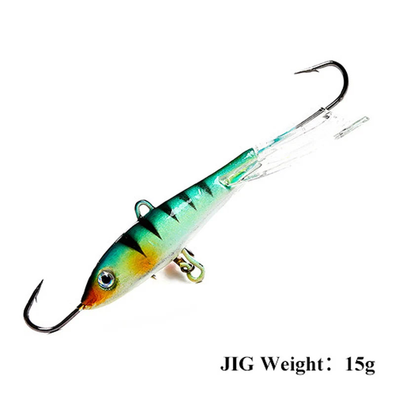 TAIGEK 15g 78mm Winter Ice Fishing Artificial Sinking Hard Lure 3D Eyes Jig Bait Hard Lure Jigging Lure For Salmon Trout