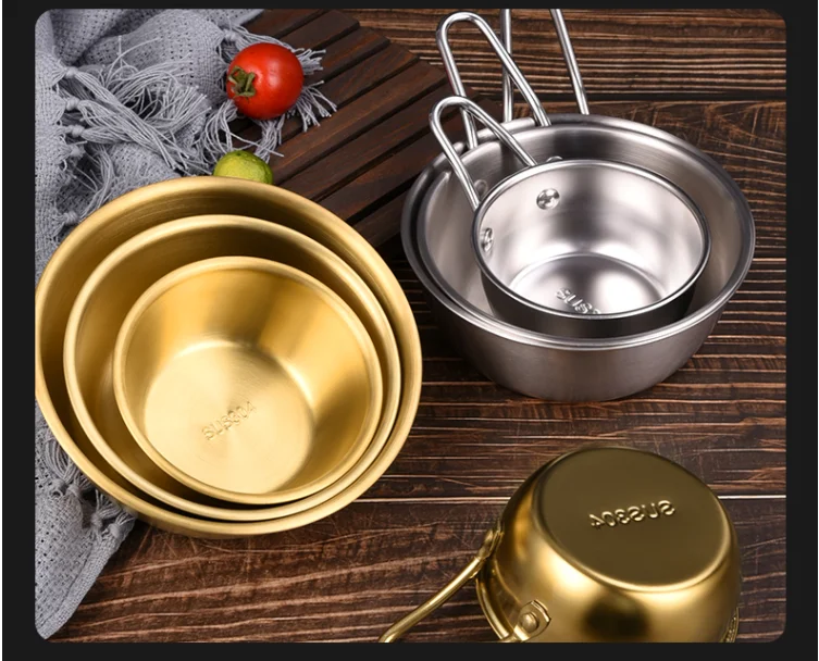 Korean Mixing Bowls Stainless Steel Rice Wine Bowl Outdoor Camping Multifunctional Ramen Bowl With Handle