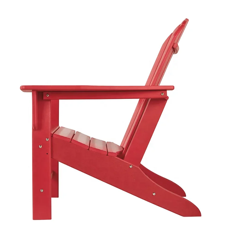 All Weather Poly Adirondack Chair Plastic Furniture Faux Wood on Deck Patio Outdoor Garden Poolside Beach,Red