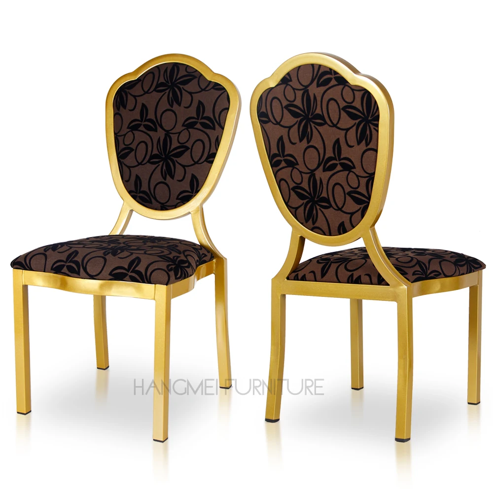 Hotel Furniture Customized Gold Metal Soft Padded Used Dining Restaurant Wedding Banquet Hall Chairs