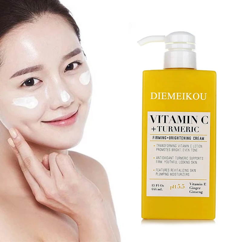 Private Label Vitamin C Anti Aging Wrinkle Acne Dark Spot Remover Black Skin Bleaching Whitening Turmeric Face Cream