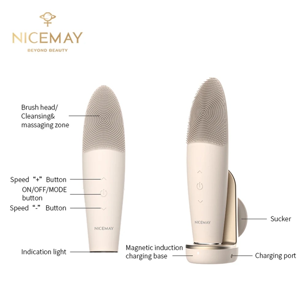 Rechargeable Facial Cleansing Brush & Facial Massage With Heating And 8 Adjustable Speeds