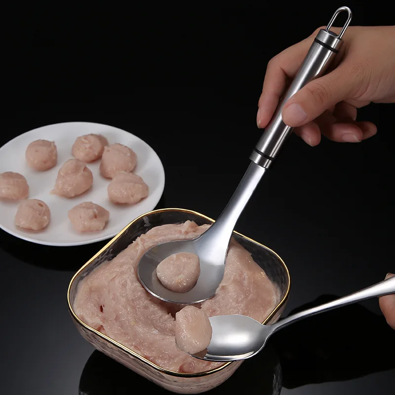 
Practical Stainless Steel Kitchen Non-Stick Creative Multipurpose Meatball Maker Mold Hanging Hole Design Spoon Gadget Tool 