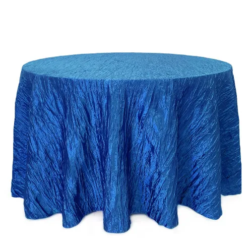 Fancy Round tablecloth 132 inch Wedding Pink Crinkle Taffeta Tablecloths