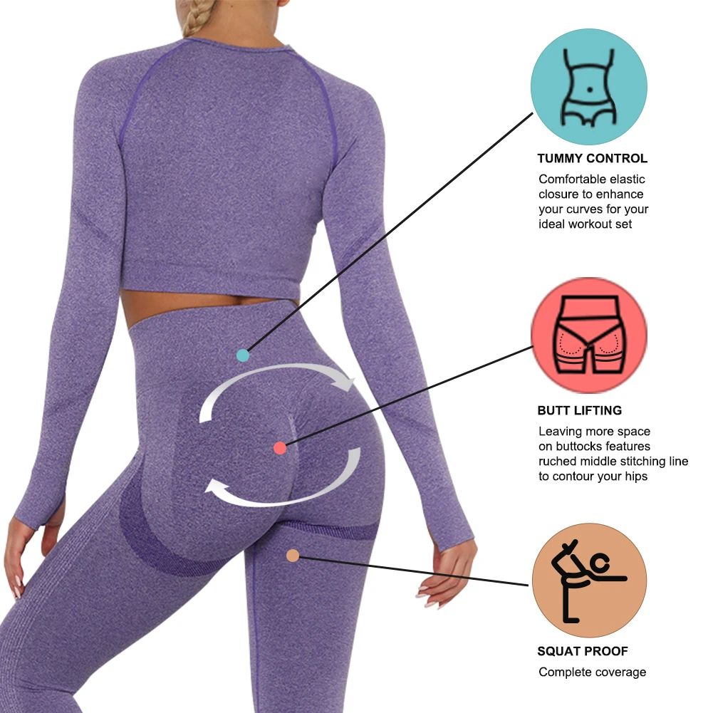 Ins Hot selling Solid Color  Fitness Wear Womens Two Piece Tracksuit Set