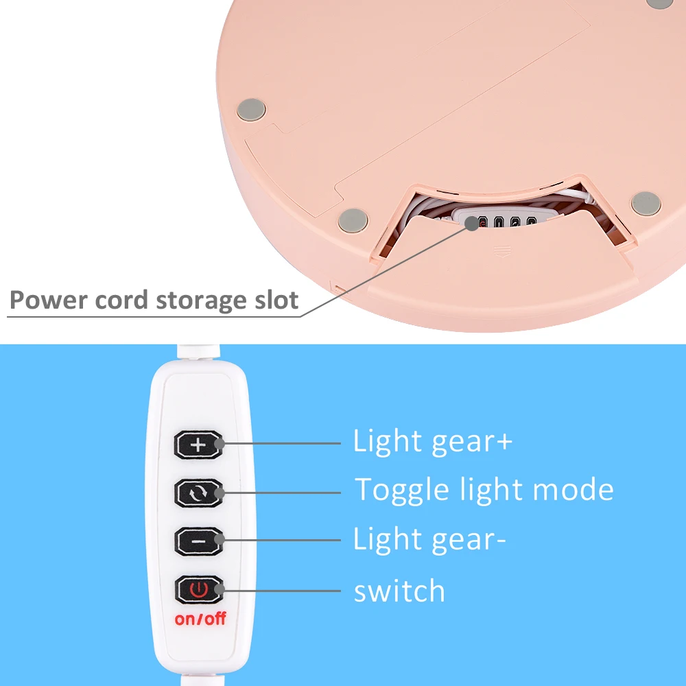 Portable LED Dimmable Ring Light Universal Selfie Ring Folding Beauty Makeup Fill Light For Video Studio Youtube Live With Stand