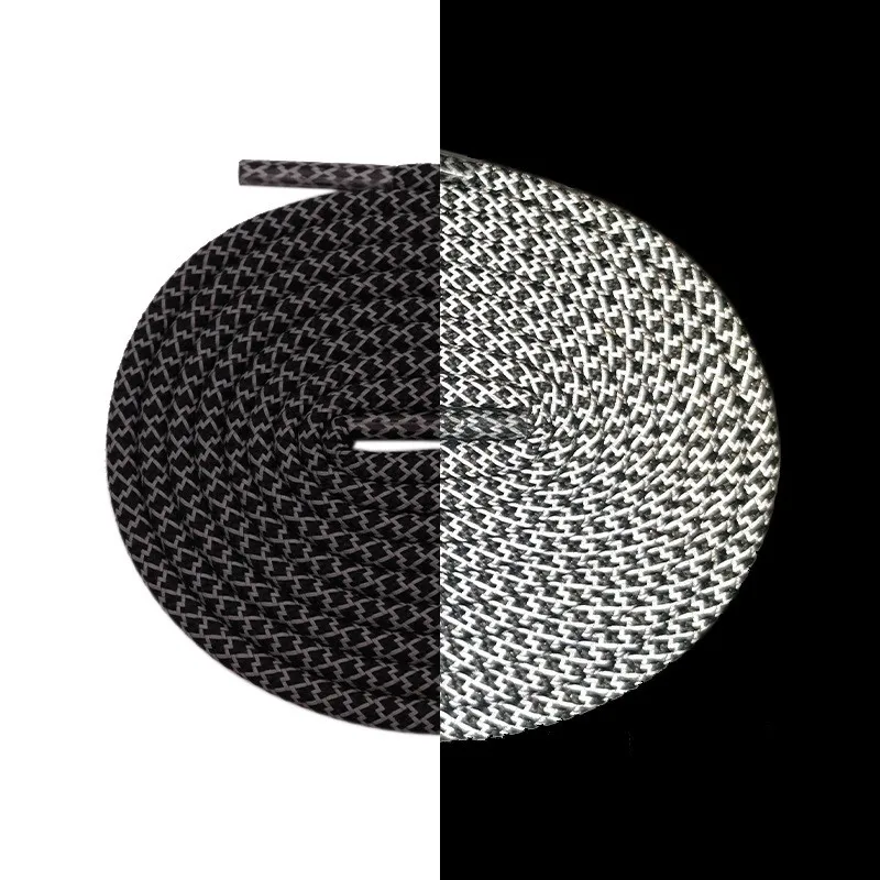 Fashion Customized Laces Ends Black Polyester 3m Reflective Rope Shoelaces For Yeezy 350