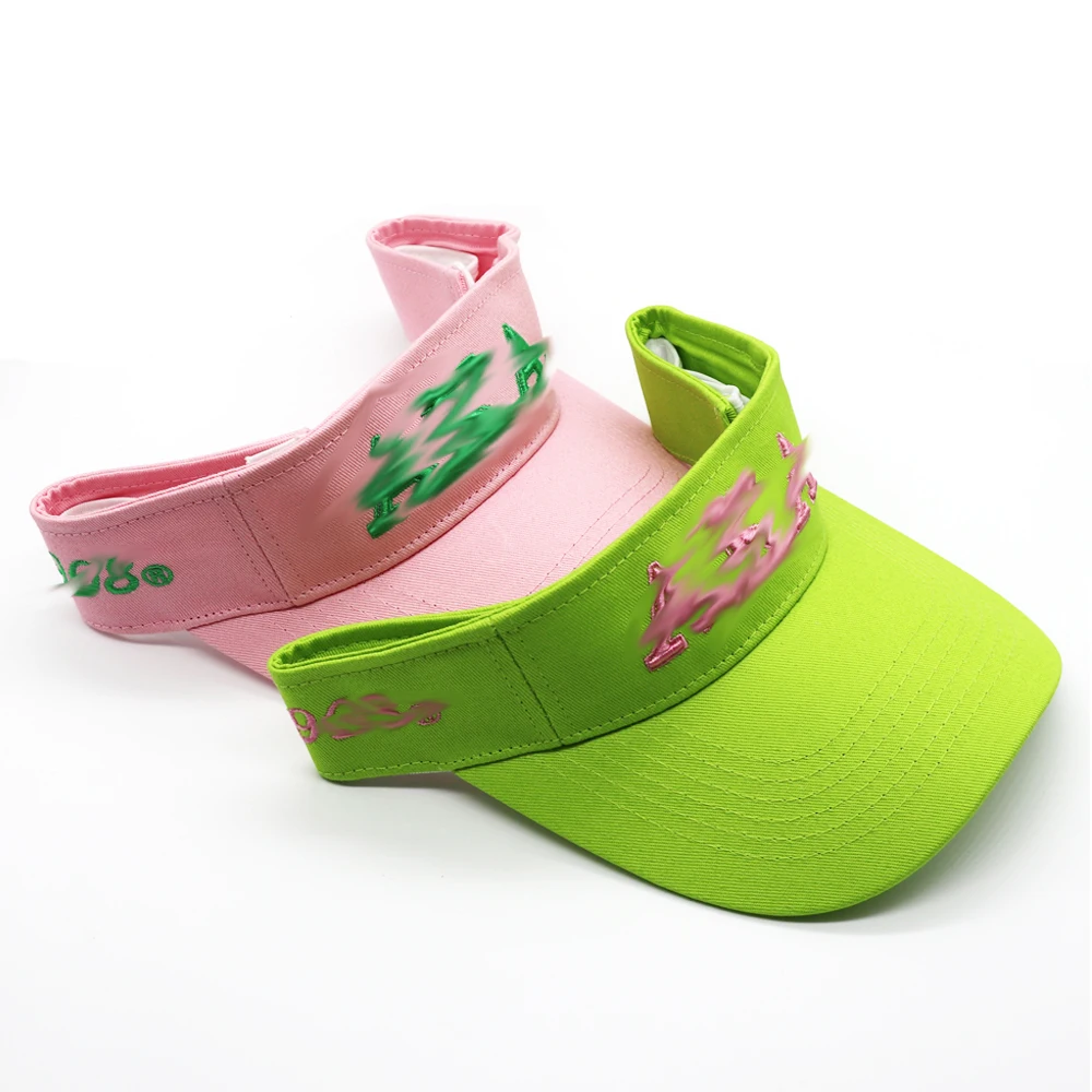 Fast Shipping Pink Green AK Sorority Fraternity Sun Visor Hat Greek Letters Bucket Hat