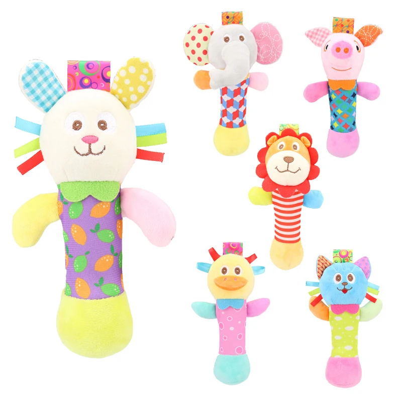 Newborn baby hand stick multifunctional cartoon animal hand holding stick with Bell BB stick E004