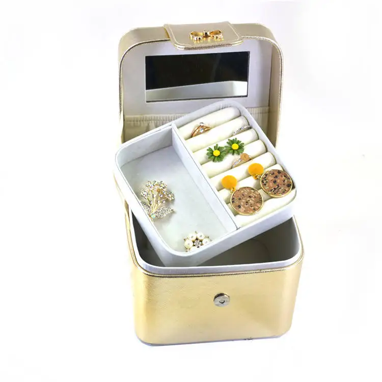 luxury gold pu leather cosmetic bag  pocket makeup cosmetics mini mirrors for purse  pu cosmetic bag make up organizer  luxury