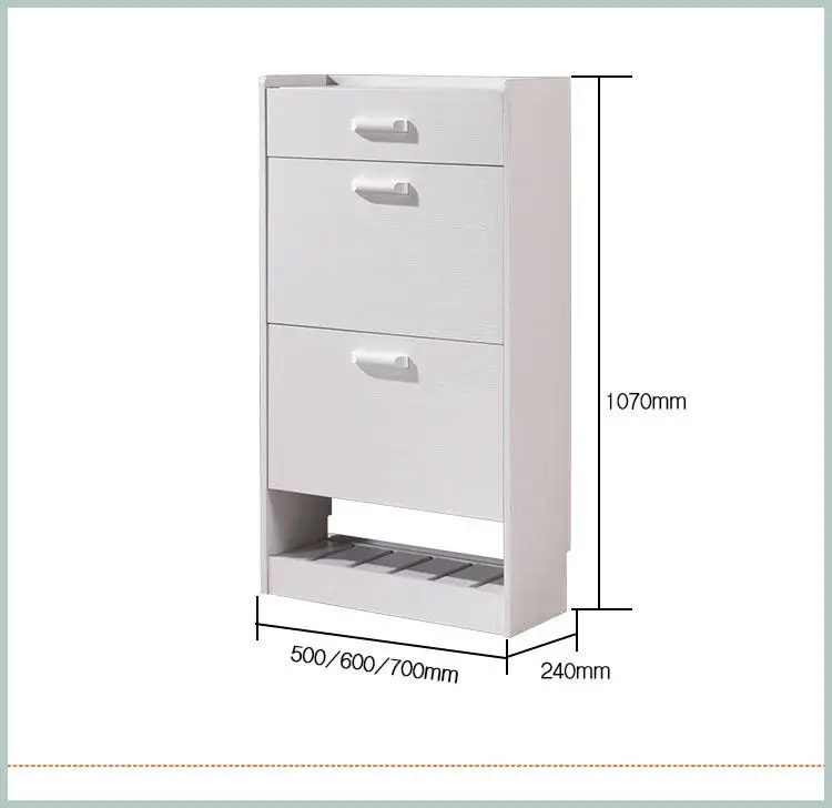Contemporary White Custom Made Shoe Cabinet Malaysia Design with Top Drawers 1009