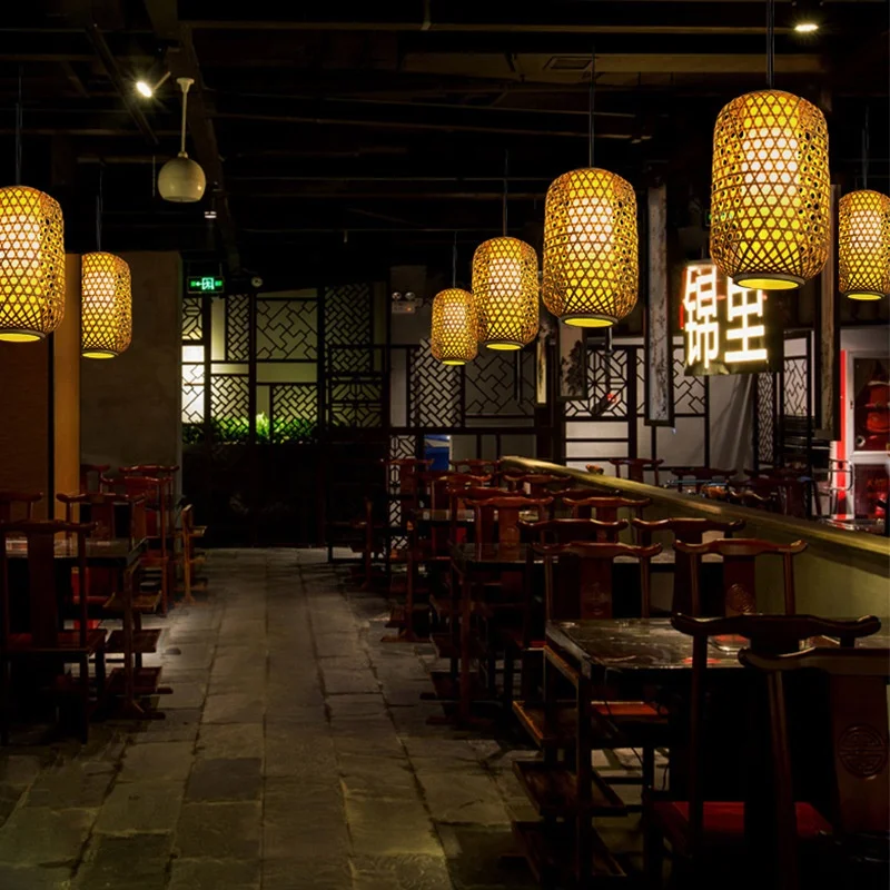 Sino-japanese simple bamboo art restaurant bamboo chandelier garden restaurant hotel homestay tea room bedroom balcony lantern