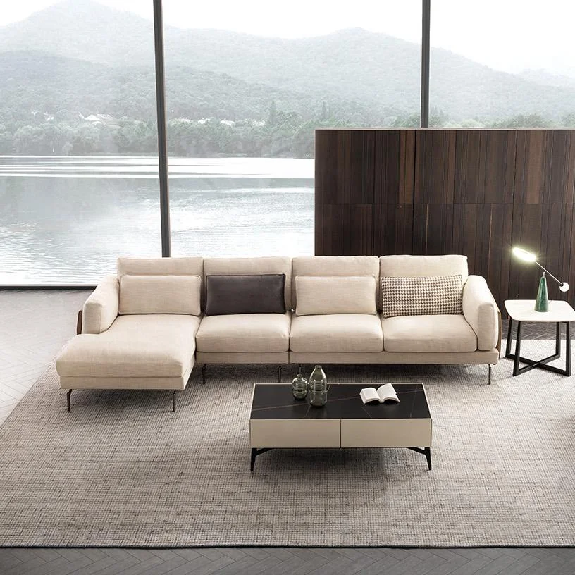 Домашний современный простой кожаный белый мягкий диван-кровать набор мебели для дивана на 7 сидений